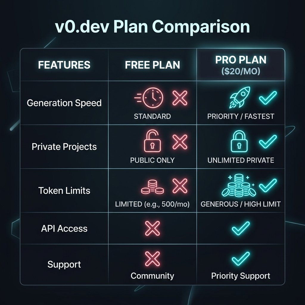 Clean minimalist comparison table showing Free Plan vs Pro Plan features and credits
